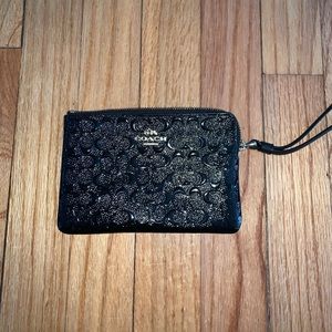 Coach Black/Gold Corner Zip Wristlet